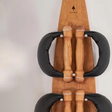 9 Piece Cherry Wood Wall Mounted Kettlebell Set
